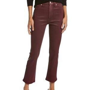 NWT Seven for All Mankind High Waist Slim Kick Coated Crop Burgundy Jeans 28/26